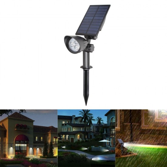 3W Solar Powered 3 LED Light-controlled Lawn Light Outdoor Waterproof Yard Wall Landscape Lamp