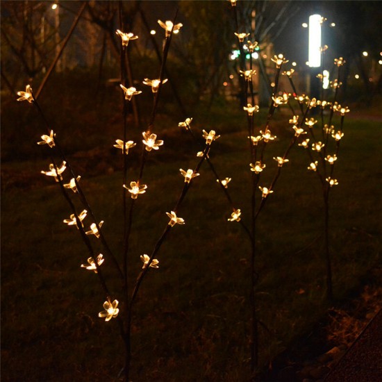 3pcs 8 Modes Solar Garden Decor Light Outdoor Cherry Blossom Landscape Pathway Light