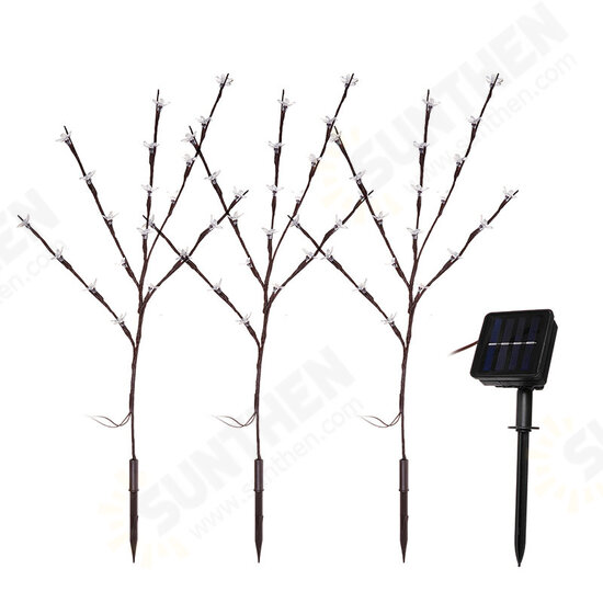 3pcs 8 Modes Solar Garden Decor Light Outdoor Cherry Blossom Landscape Pathway Light