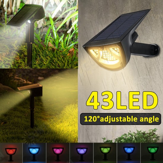 43LED Solar Landscape Light Front Rear Light Up RGB Waterproof Garden Decor Lamp