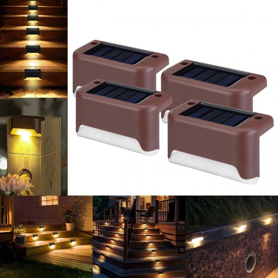 4PCS LED Solar Path Stair Lamp Outdoor Waterproof Wall Lawn Light for Garden Home
