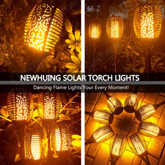 4Pcs 51CM 12LED Solar Flame Lawn Light Warm White Waterproof Outdoor Garden Fire Torch Lamp