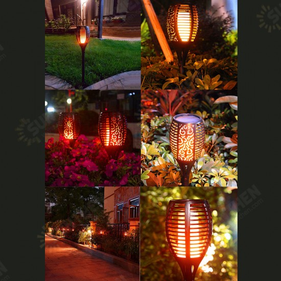 4Pcs 51CM 12LED Solar Flame Lawn Light Warm White Waterproof Outdoor Garden Fire Torch Lamp