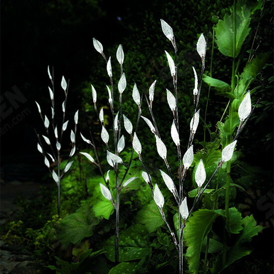 60LED Branch Leaf Tree Solar Power Lawn Light Groud Stake Outdoor Garden Waterproof Yard Lamp