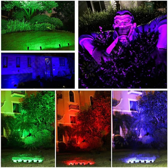 6Pcs RGB LED Garden Spike Lights Outdoor Spotlights Landscape Lamp Remote