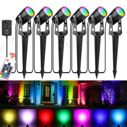 6Pcs RGB LED Garden Spike Lights Outdoor Spotlights Landscape Lamp Remote 6Pcs RGB LED Garden Spike Lights Outdoor Spotlights Landscape Lamp Remote