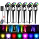 6Pcs RGB LED Garden Spike Lights Outdoor Spotlights Landscape Lamp Remote