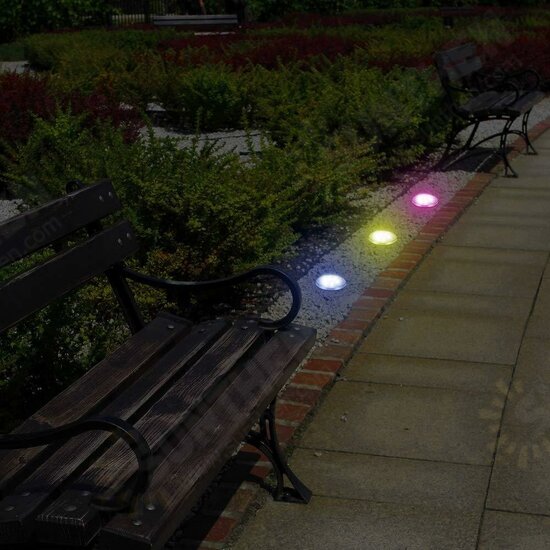 Colorful Conversion LED Lawn Lights RGB Solar Stainless Steel 8LED Underground Light Garden Lawn Decoration Plug-in Light Rainproof