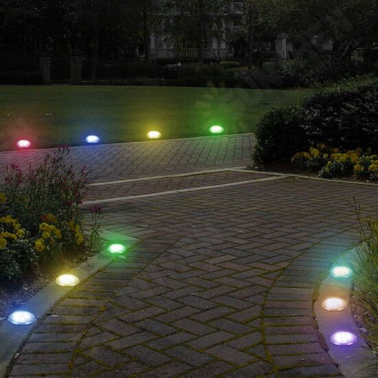 Colorful Conversion LED Lawn Lights RGB Solar Stainless Steel 8LED Underground Light Garden Lawn Decoration Plug-in Light Rainproof