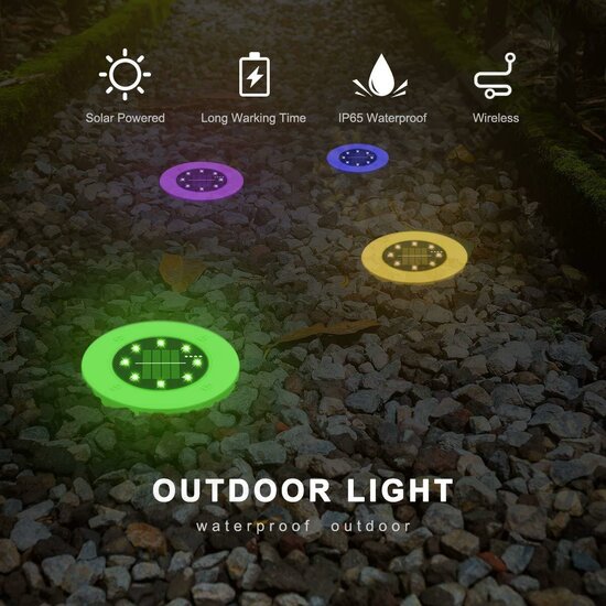 Colorful Conversion LED Lawn Lights RGB Solar Stainless Steel 8LED Underground Light Garden Lawn Decoration Plug-in Light Rainproof