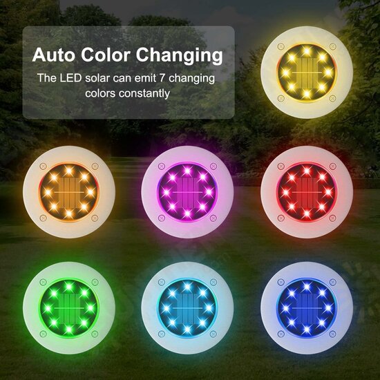 Colorful Conversion LED Lawn Lights RGB Solar Stainless Steel 8LED Underground Light Garden Lawn Decoration Plug-in Light Rainproof