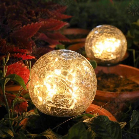 Crackle Ball-shaped LED Solar Lights Lawn Light Christmas Outdoor Ground Lamp Garden Decorations Lights