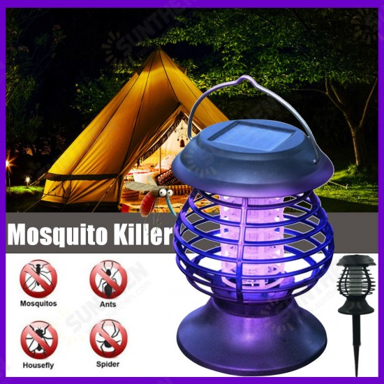 Electric Fly Zapper Mosquito Insect Killer UV LED Purple Tube Light Trap Pest Solar IP65 Working 8 Hours 600mAh Repeller Camping Lawn Outdoor/Indoor