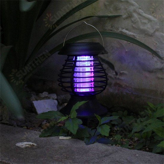 Electric Fly Zapper Mosquito Insect Killer UV LED Purple Tube Light Trap Pest Solar IP65 Working 8 Hours 600mAh Repeller Camping Lawn Outdoor/Indoor