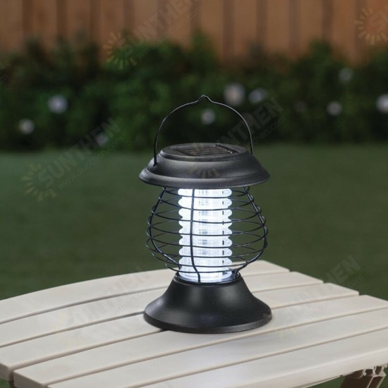 Electric Fly Zapper Mosquito Insect Killer UV LED Purple Tube Light Trap Pest Solar IP65 Working 8 Hours 600mAh Repeller Camping Lawn Outdoor/Indoor