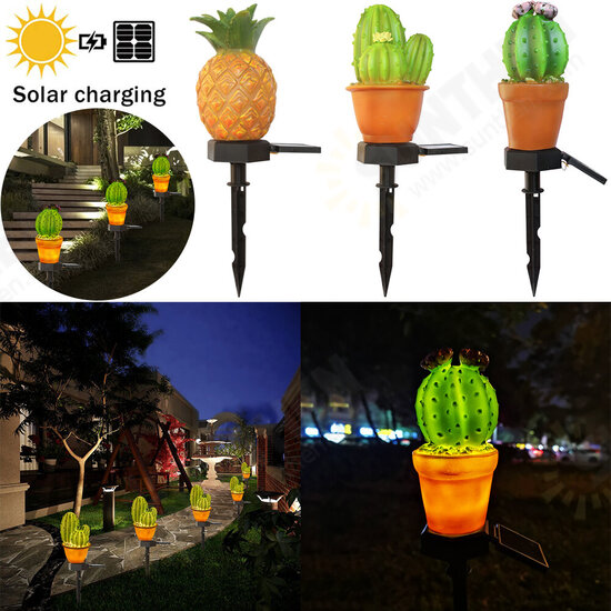 Garden Light Outdoor Solar Lights Waterproof Led Ground Lamp Simulation Pineapple Cactus Plant Lamp Villa Path Light Lawn Light