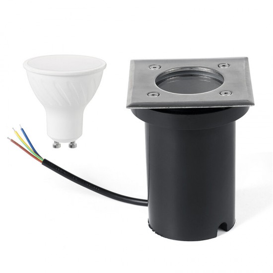 LED Garden Spotlight Floor Lamp Lawn Light Recessed Floor Spotlight IP67 GU10-230V Passable with 5W Warm White Light Bulb