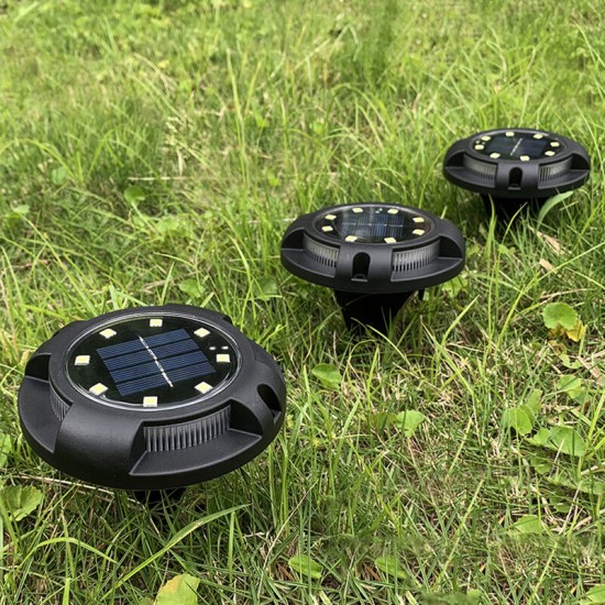 LED Solar Disk Buried Lawn Light Outdoor Garden Under Ground Waterproof Patio Lamp