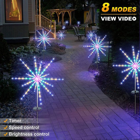 LED Solar Firework Light Remote Control Outdoor Meteor Horse Lamp Garland IP65 Waterproof String Lights Garden Lawn Street Decor Christmas