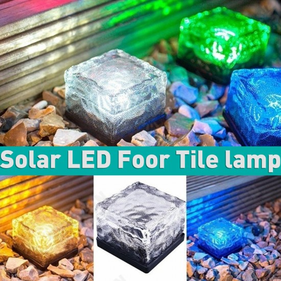 LED Solar Power Buried Light Waterproof Ice Cube Ground Lawn Lamp Outdoor Path Garden Deck Lighting