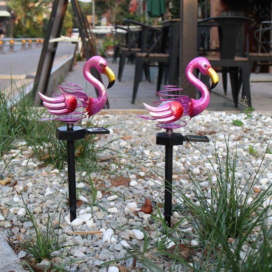 LED Solar Powered Ground Lawn Light Flamingo Bird Spring Stick Lamp Outdoor Garden Yard Decoration