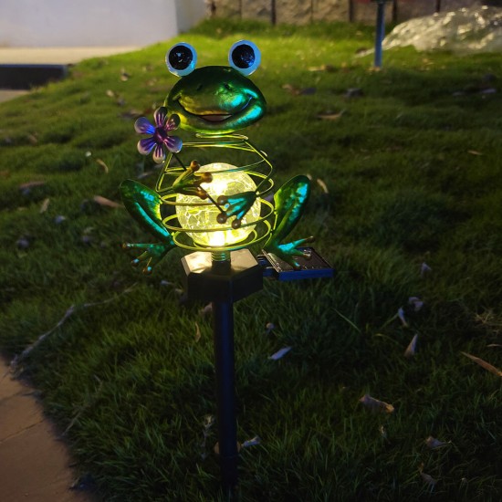 LED Solar Powered Lawn Light Frog Ground Plug Spring Lamp Outdoor Garden Yard Landscape Decoration