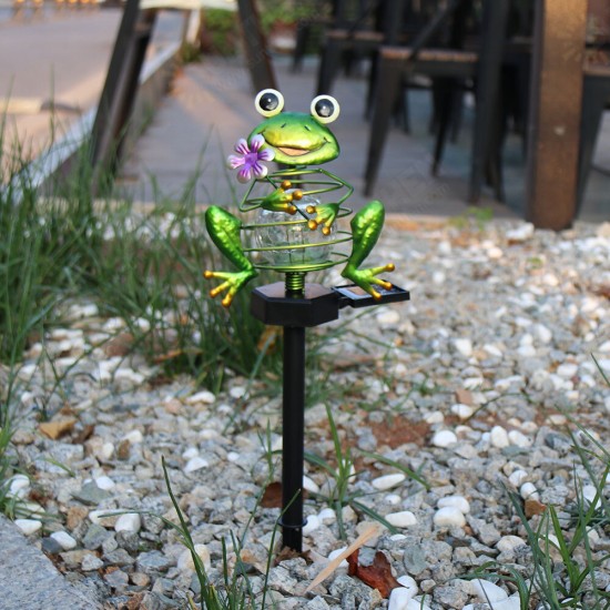 LED Solar Powered Lawn Light Frog Ground Plug Spring Lamp Outdoor Garden Yard Landscape Decoration