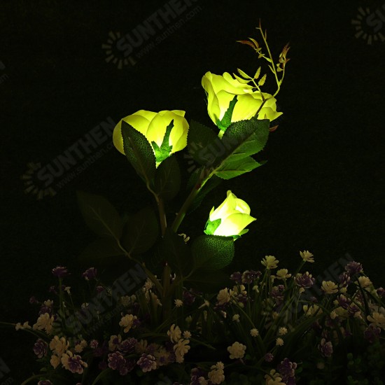 LED Solar Rose Flower Lawn Light Outdoor Garden Stake Lamp Landscape Path Yard Lamp Decor