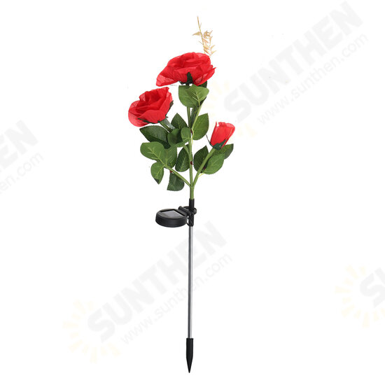 LED Solar Rose Flower Lawn Light Outdoor Garden Stake Lamp Landscape Path Yard Lamp Decor