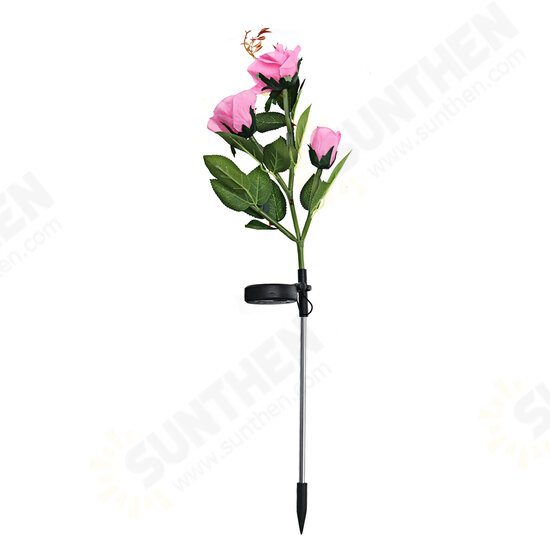 LED Solar Rose Flower Lawn Light Outdoor Garden Stake Lamp Landscape Path Yard Lamp Decor