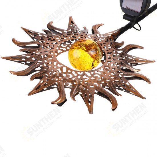 Outdoor Wrought Iron Ground Plug Solar Lawn Lamp Golden Sun Retro Hollow Courtyard Landscape Projection Lamp