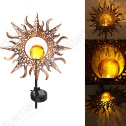 Outdoor Wrought Iron Ground Plug Solar Lawn Lamp Golden Sun Retro Hollow Courtyard Landscape Projection Lamp Outdoor Wrought Iron Ground Plug Solar Lawn Lamp Golden Sun Retro Hollow Courtyard Landscape Projection Lamp