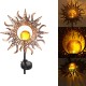 Outdoor Wrought Iron Ground Plug Solar Lawn Lamp Golden Sun Retro Hollow Courtyard Landscape Projection Lamp