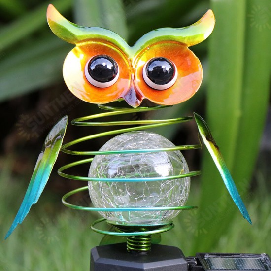 Solar Owl LED Lawn Lights Wrought Iron Ground Plug Solar Garden Lamp