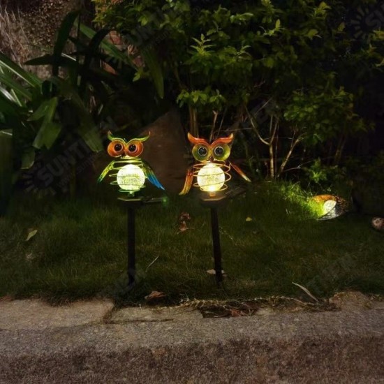 Solar Owl LED Lawn Lights Wrought Iron Ground Plug Solar Garden Lamp