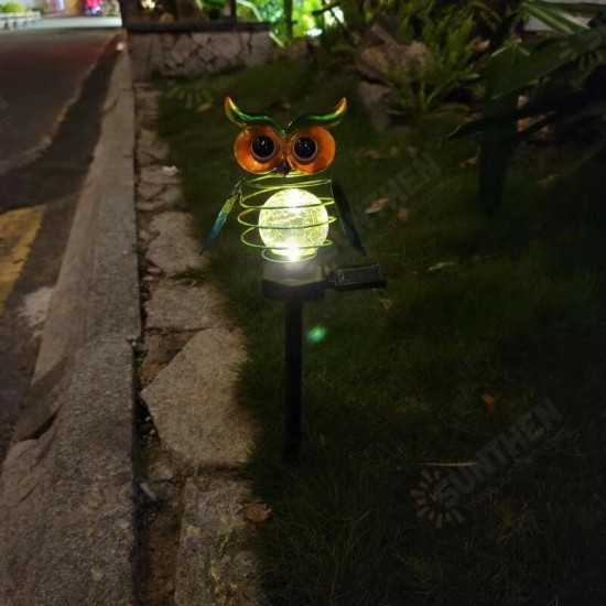 Solar Owl LED Lawn Lights Wrought Iron Ground Plug Solar Garden Lamp