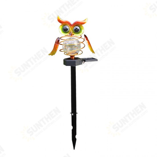 Solar Owl LED Lawn Lights Wrought Iron Ground Plug Solar Garden Lamp