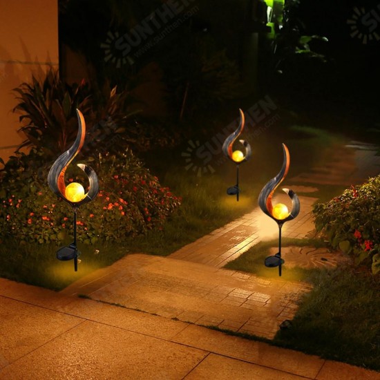 Solar Power Metal LED Ornament Landscape Light Outdoor Flame Effect Lawn Yard Garden Decor