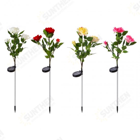 Solar Powered Artificial Rose Flower LED Lawn Light Outdoor Courtyard Garden Decoration