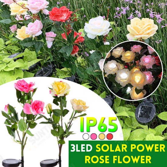 Solar Powered Artificial Rose Flower LED Lawn Light Outdoor Courtyard Garden Decoration