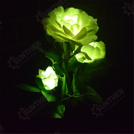 Solar Powered Artificial Rose Flower LED Lawn Light Outdoor Courtyard Garden Decoration