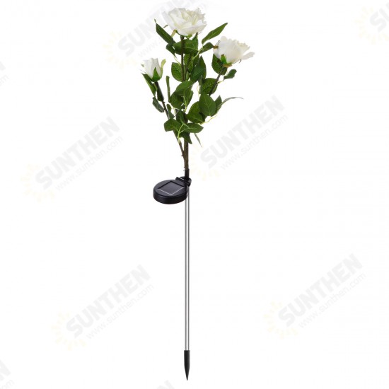 Solar Powered Artificial Rose Flower LED Lawn Light Outdoor Courtyard Garden Decoration