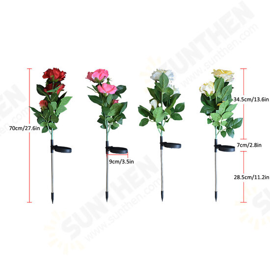 Solar Powered Artificial Rose Flower LED Lawn Light Outdoor Courtyard Garden Decoration