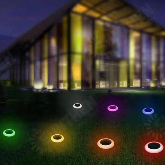 Solar Powered Plastic Round Colorful LED Lawn Light Waterproof Outdoor Garden Landscape Yard Path Lamp