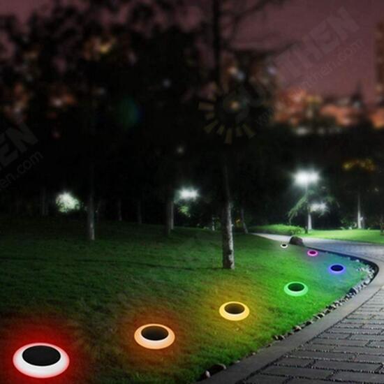 Solar Powered Plastic Round Colorful LED Lawn Light Waterproof Outdoor Garden Landscape Yard Path Lamp