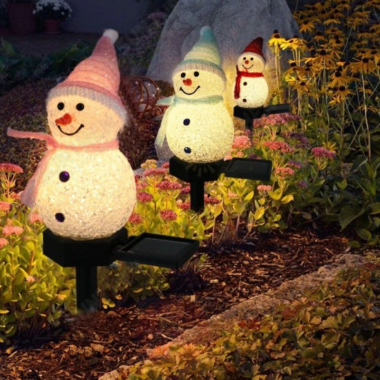 Solar Snowman Garden Light LED Landscape Decorations Lawn Lamp Christmas Series Cartoon Snowman Outdoor Insert The Ground Lamp