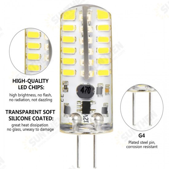 10PCS DC12V 3W G4 3014 48SMD LED Light Bulb Bi-Pin Base Capsule Corn Lamp 3000K-6000K Ultra Bright Lamp Bulbs