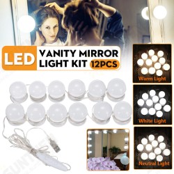 12x USB Hollywood LED Vanity Mirror Makeup Dressing Table Dimmable Light Bulbs 12x USB Hollywood LED Vanity Mirror Makeup Dressing Table Dimmable Light Bulbs