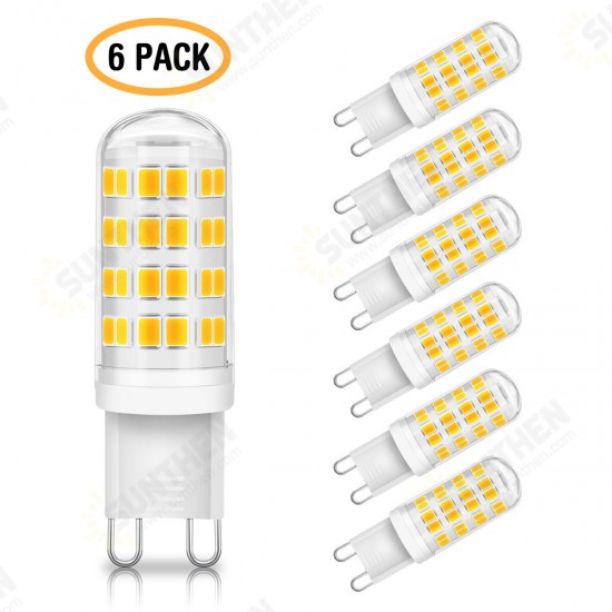 6Pcs 6W 3000K 500lm G9 LED Bulb with 52pcs 2835 Lamp Beads for Living Room Bedroom Kitchen Dining Room