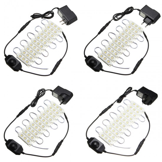 1.5M SMD5050 Waterproof Warm White LED Module Strip Light Kit Mirror Signage Lamp + Adapter DC12V